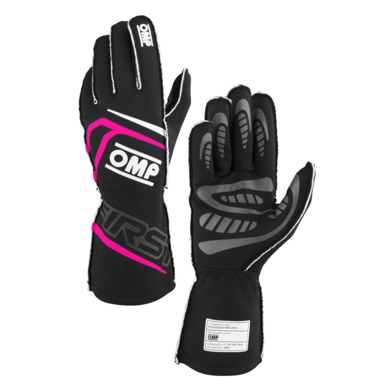 Gants OMP FIRST FIA 8856 2018 Noir Fuchsia