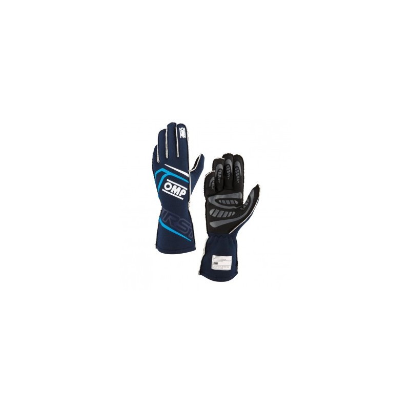 Gants OMP FIRST FIA 8856 2018 Bleu Marine Cyan