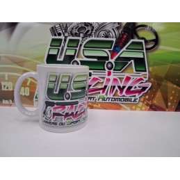 Mug USA Racing Blanc | Tasse Sport Auto Américain | [Nom de votre Bout