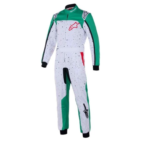 Combinaison Kart Enfant Homologuée FIA — Blanc/Vert/Rouge