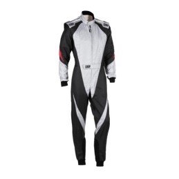 Combinaison Kart Enfant OMP KS-3X FIA Argent/Noir | USA Racing