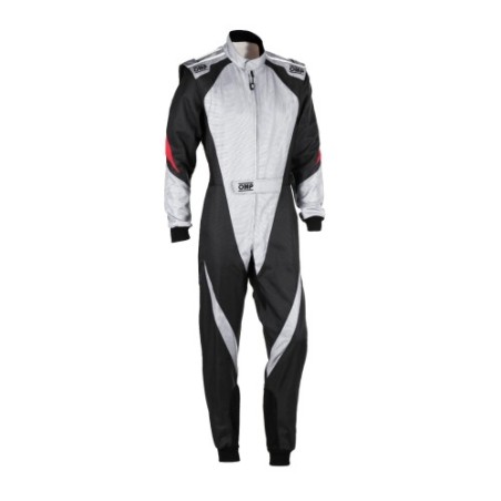 Combinaison Kart Enfant OMP KS-3X FIA Argent/Noir | USA Racing